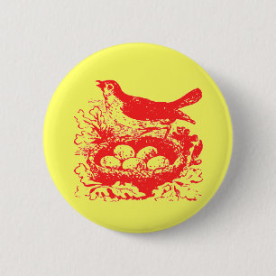 Vintage Bird Eggs & Nest 6 Cm Round Badge