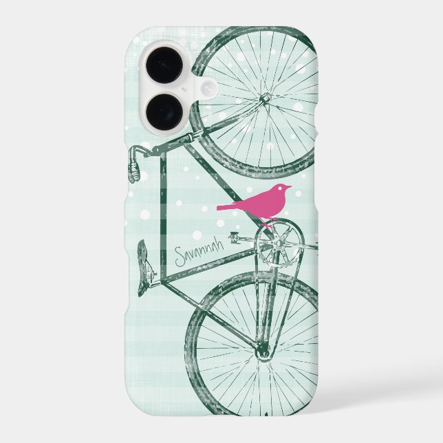 Vintage Bird Emerald Green Bike Pattern (Back)