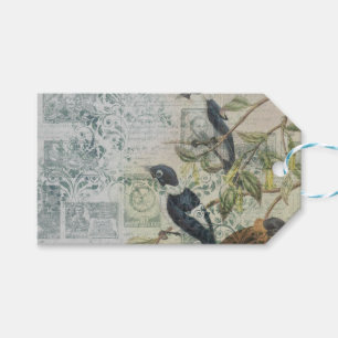 Vintage Bird Ephemera Decoupage Large Gift Bag Gift Tags