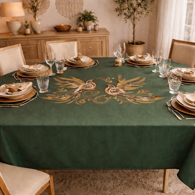 Vintage Bird Floral Green Tablecloth (Creator Uploaded)