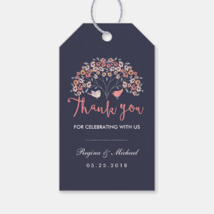Vintage Bird Floral Wedding Thank You Gift Tag