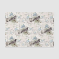 Vintage Bird Flowers Italian Postcard Tissue Paper