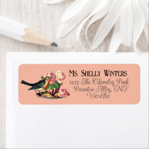 Vintage Bird Flowers Peach Customized  