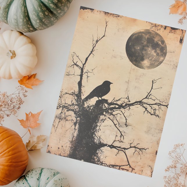 Vintage Bird in Tree & Moon Decoupage  Tissue Paper (Creator Uploaded)