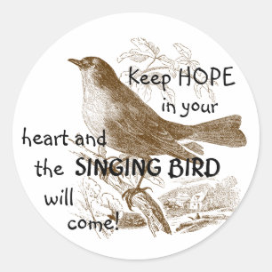 Vintage Bird Keep Hope in your Heart Stickers