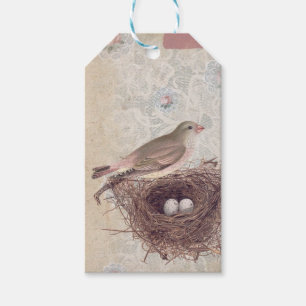 Vintage Bird Nest Floral Scrapbook Gift Tags