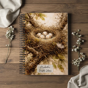 Vintage Bird Nest with Eggs Notebook
