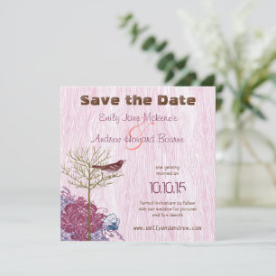 Vintage Bird on WoodGrain Wedding Save the Date
