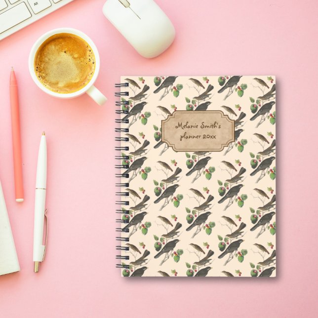 Vintage bird pattern custom name undated planner (Creator Uploaded)