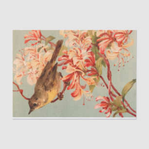 Vintage Bird pink flowers floral Tissue Paper