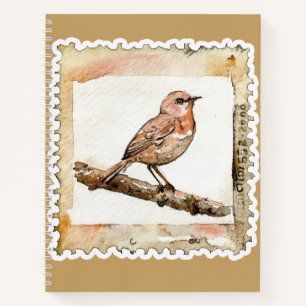 Vintage Bird Postage Stamp Cottagecore Nature Notebook