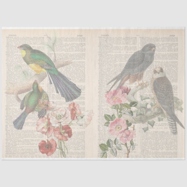 Vintage Bird Series Design 6 Tissue Paper (Front)