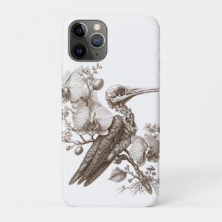 Vintage Bird Skeleton and Orchid Flowers Engraving Case-Mate iPhone Case