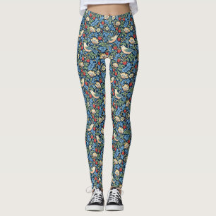 Vintage Bird, Strawberry & Floral Pattern Leggings