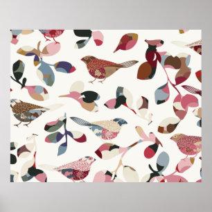 Vintage bird wallpaper poster