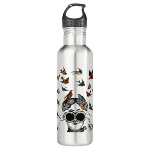 vintage bird watching gifts for twitchers, 710 ml water bottle