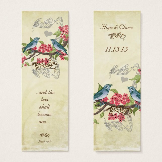 Vintage Bird Wedding Tags (Front & Back)