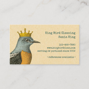 Vintage Bird with Golden Crown Business Card