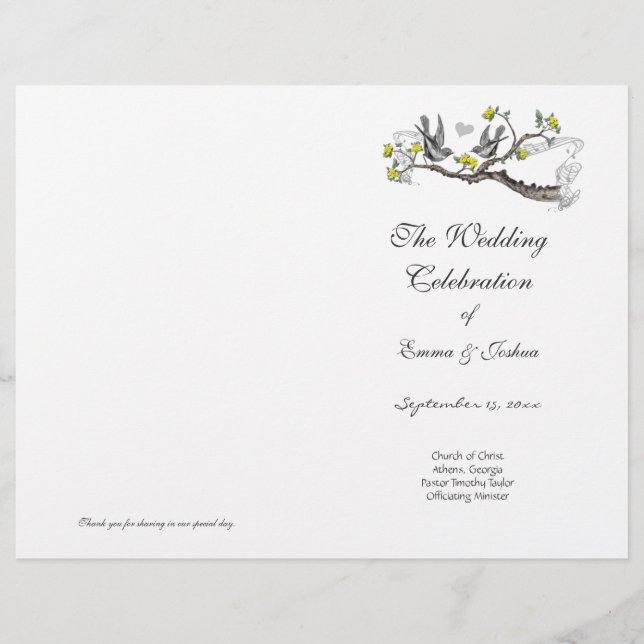 Vintage Bird Yellow & Grey Program Cover (Front)