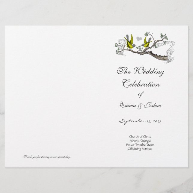 Vintage Bird Yellow & Grey Program Cover (Front)