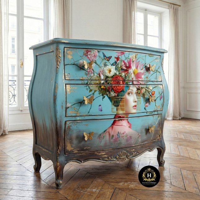 Vintage Birdcage Hat Floral Decoupage Tissue Paper (Creator Uploaded)