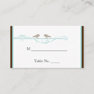 Vintage Birdcage in Brown Aqua Wedding Place Cards