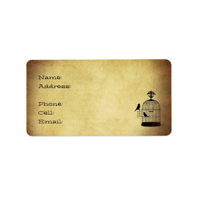 vintage birdcage stamp. label (Front)