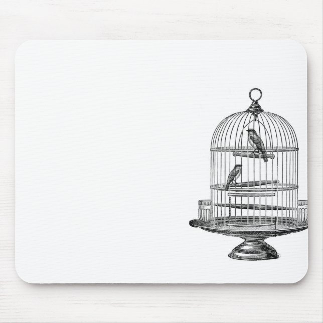 Vintage Birdcage with Birds...mousepad Mouse Pad (Front)