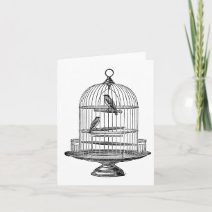 Vintage Birdcage with Birds...notecard Card