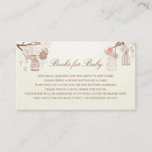 Vintage Birdcages and Pink Flowers Books for Baby Enclosure Card