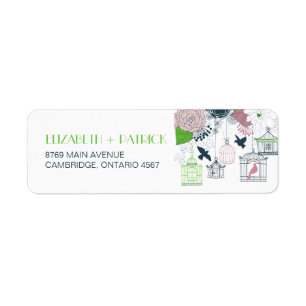 Vintage Birdcages Floral Wedding Address Label