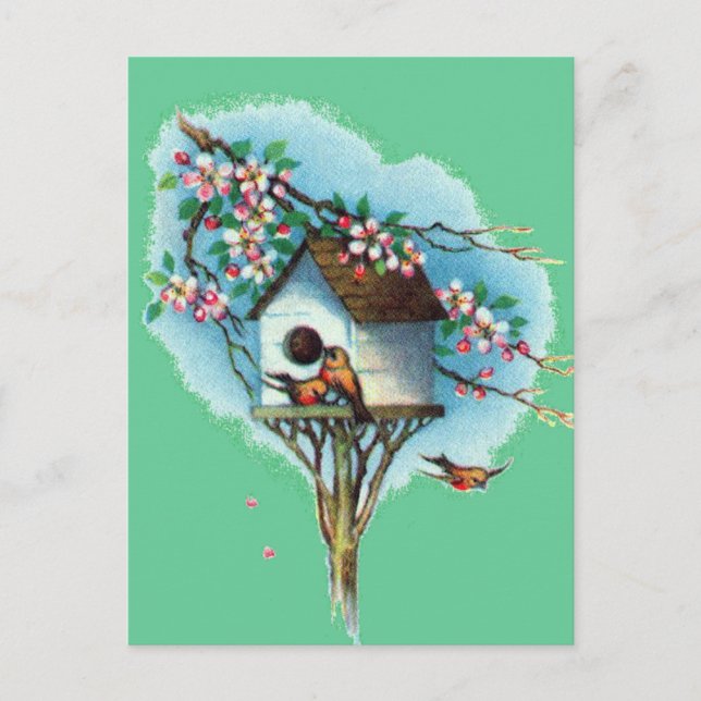 Vintage Birdhouse Postcard (Front)