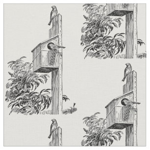 Vintage Birds and Birdhouse Fabric
