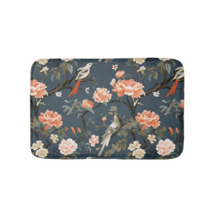 Vintage Birds and Floral Bath Mat