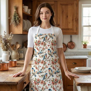 Vintage Birds and Flowers  Apron