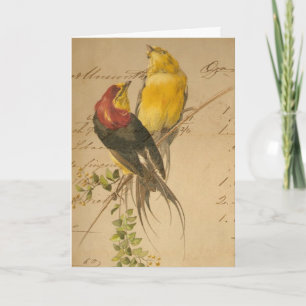 Vintage Birds and Ledger Paper, Mother's Day Card