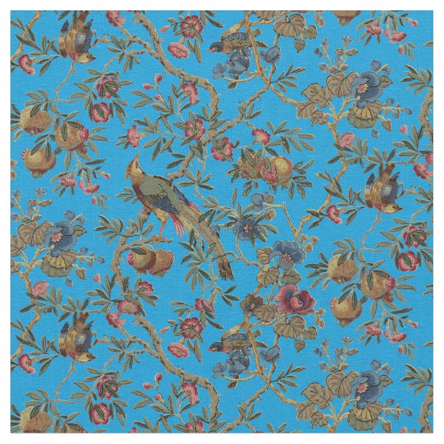 Vintage Birds And Pomegranate pattern Fabric (Close Up)
