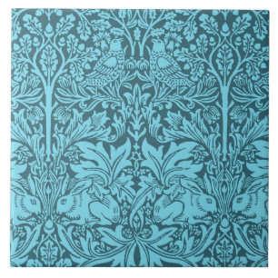 Vintage Birds and Rabbits pattern Tile