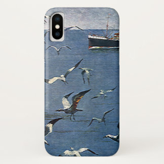 Vintage Birds Animals, Seagulls and Fishing Boats Case-Mate iPhone Case