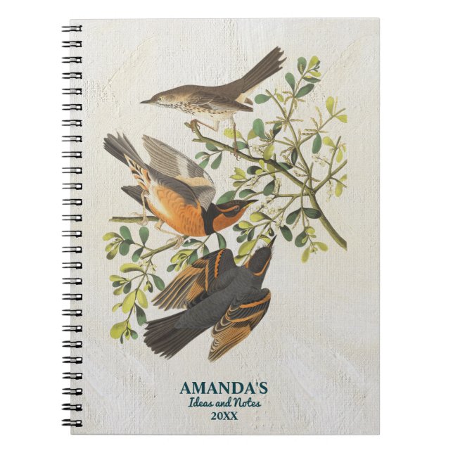 Vintage Birds Birdwatching Lover Gift Notebook (Front)