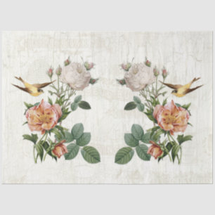 Vintage Birds Botanical Flowers Ephemera Decoupage Tissue Paper