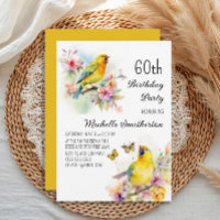 Vintage Birds Canaries Flowers 60th Birthday