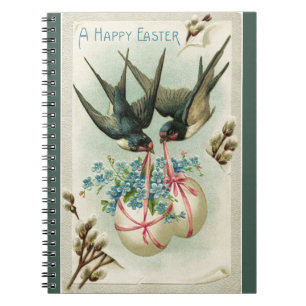 Vintage Birds Carrying Easter Eggs Spiral Notebook