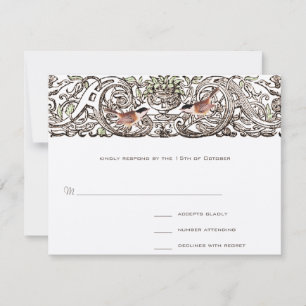 Vintage Birds Chickadee Scroll Work  Response Card