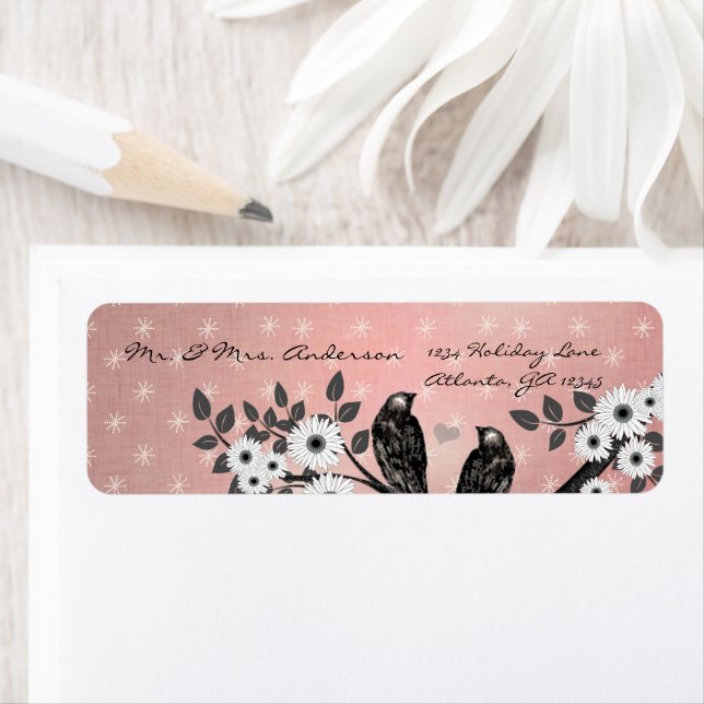 Vintage Birds Christmas Address (Insitu)