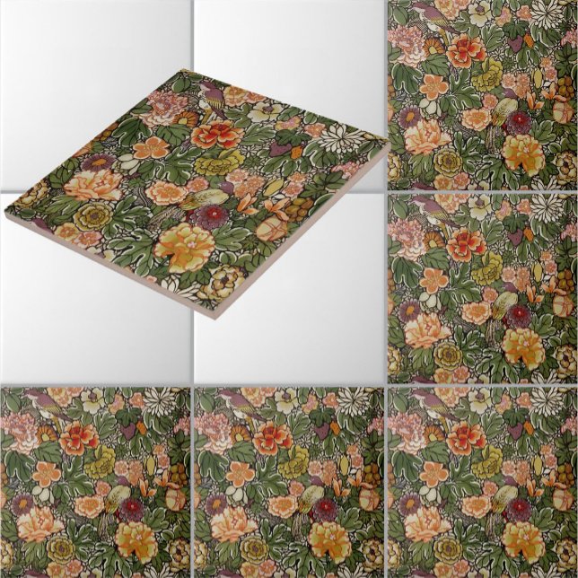 Vintage Birds, Fruit, Flowers & Foliage Pattern Tile (Creator Uploaded)
