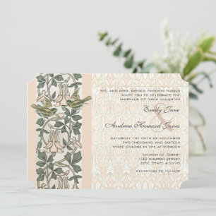 Vintage Birds HoneySuckle Wedding Invitation