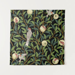 Vintage birds in foliage with birds and fruits sea tapestry