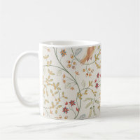 Vintage birds in foliage with flowers seamless pat