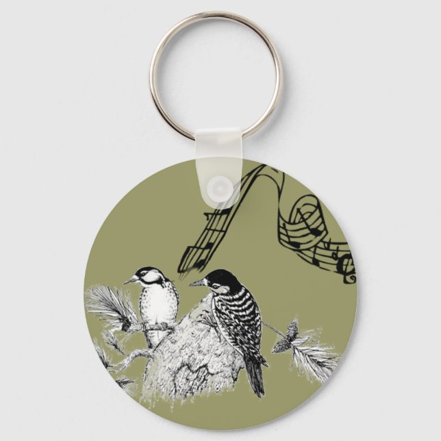 Vintage Birds Key Ring (Front)